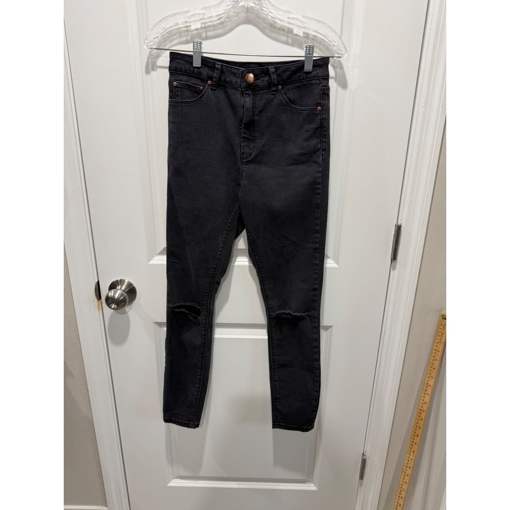 ASOS Womens Skinny Jeans Ripped Knees Black 28x25
